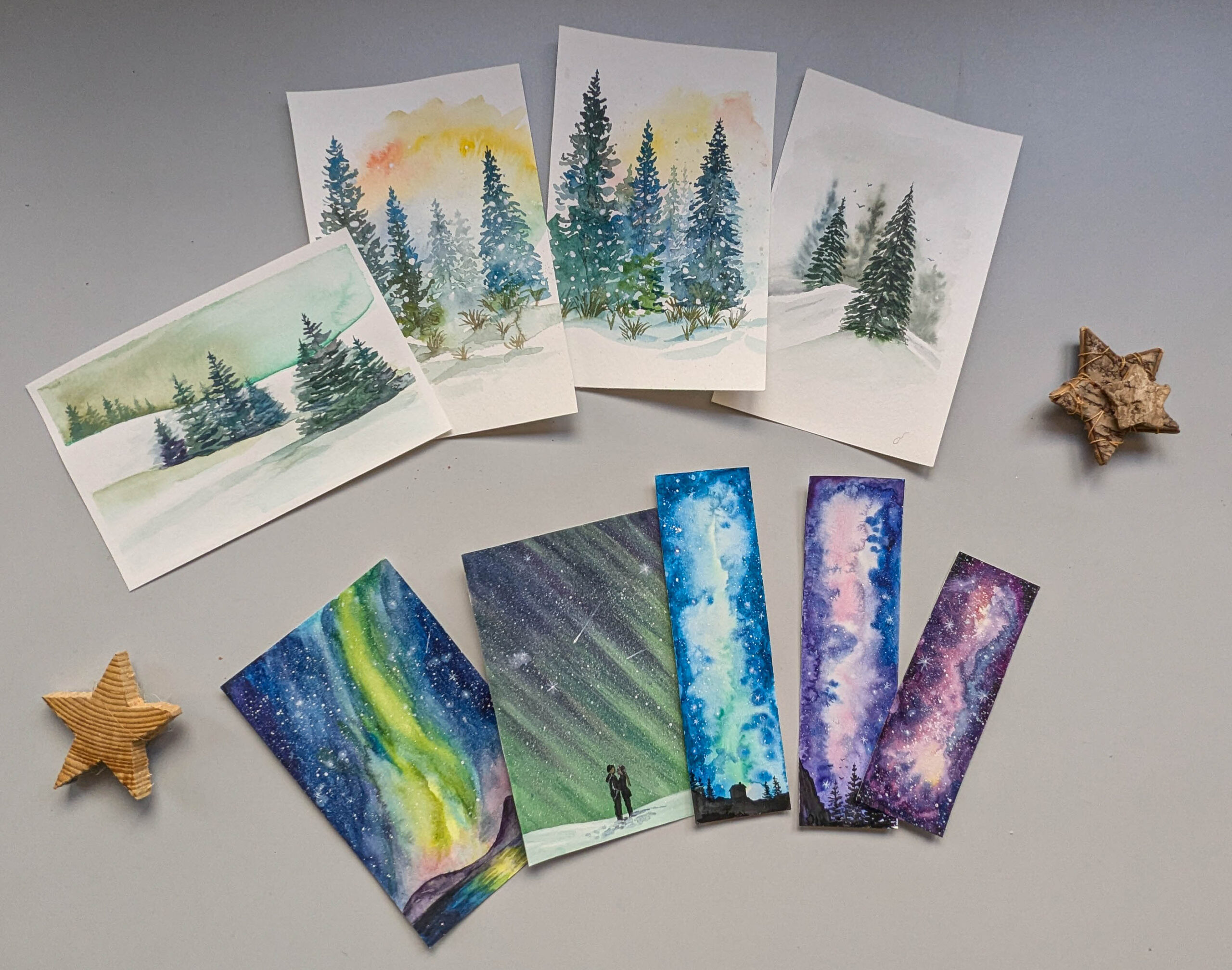 PXL_20241128_122506500 Aquarell Karten für die ComicCon