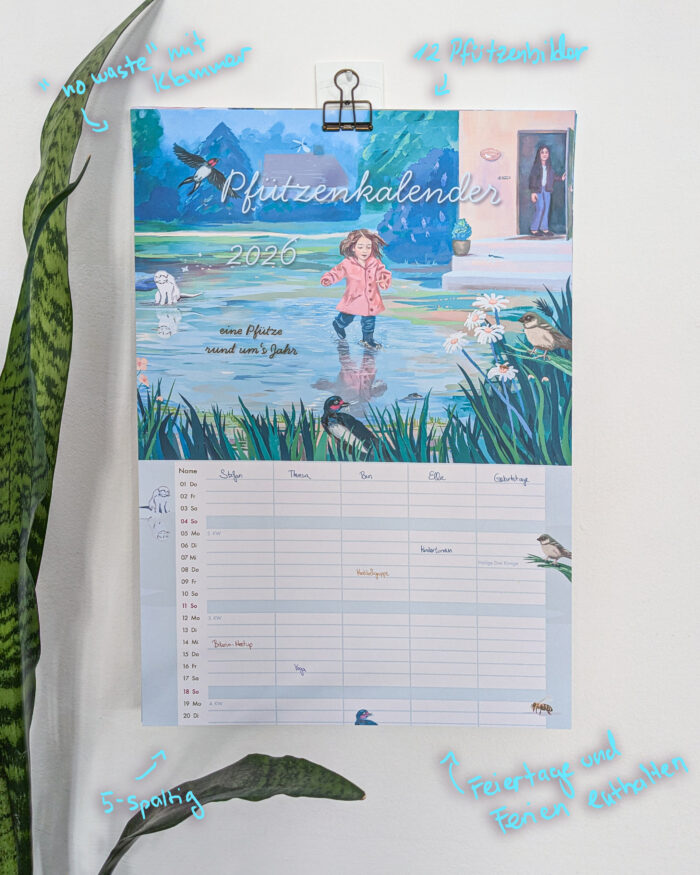 Pfuetzenkalender, Familienkalender, 2026