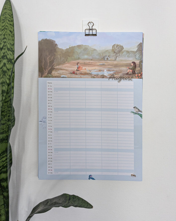 Pfuetzenkalender, Familienkalender, 2026, August