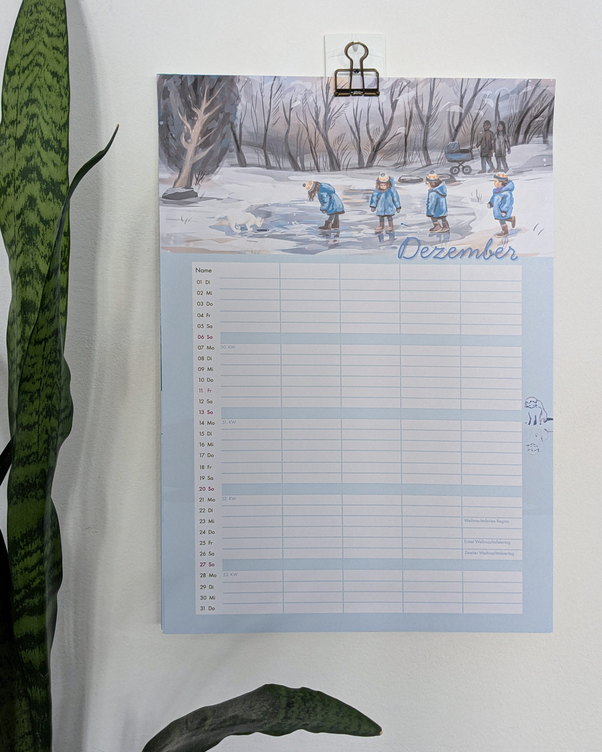 Pfuetzenkalender, Familienkalender, 2026, Dezember