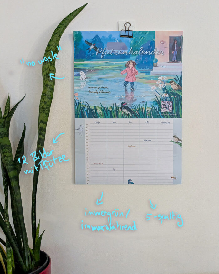 Pfuetzenkalender, Familienkalender, zeitlos